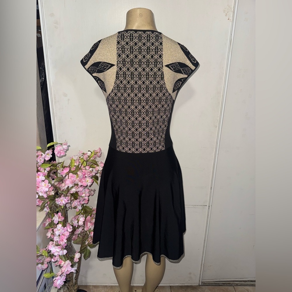 Ted Baker Black and gold Patterned Mini Dress - Picture 6 of 12